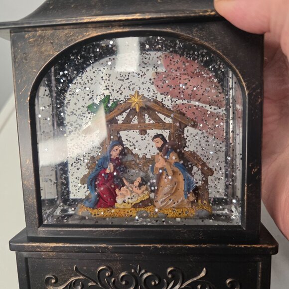 Nativity Scene Lighted Snow Globe Motion Glitter Lantern - Picture 7 of 8